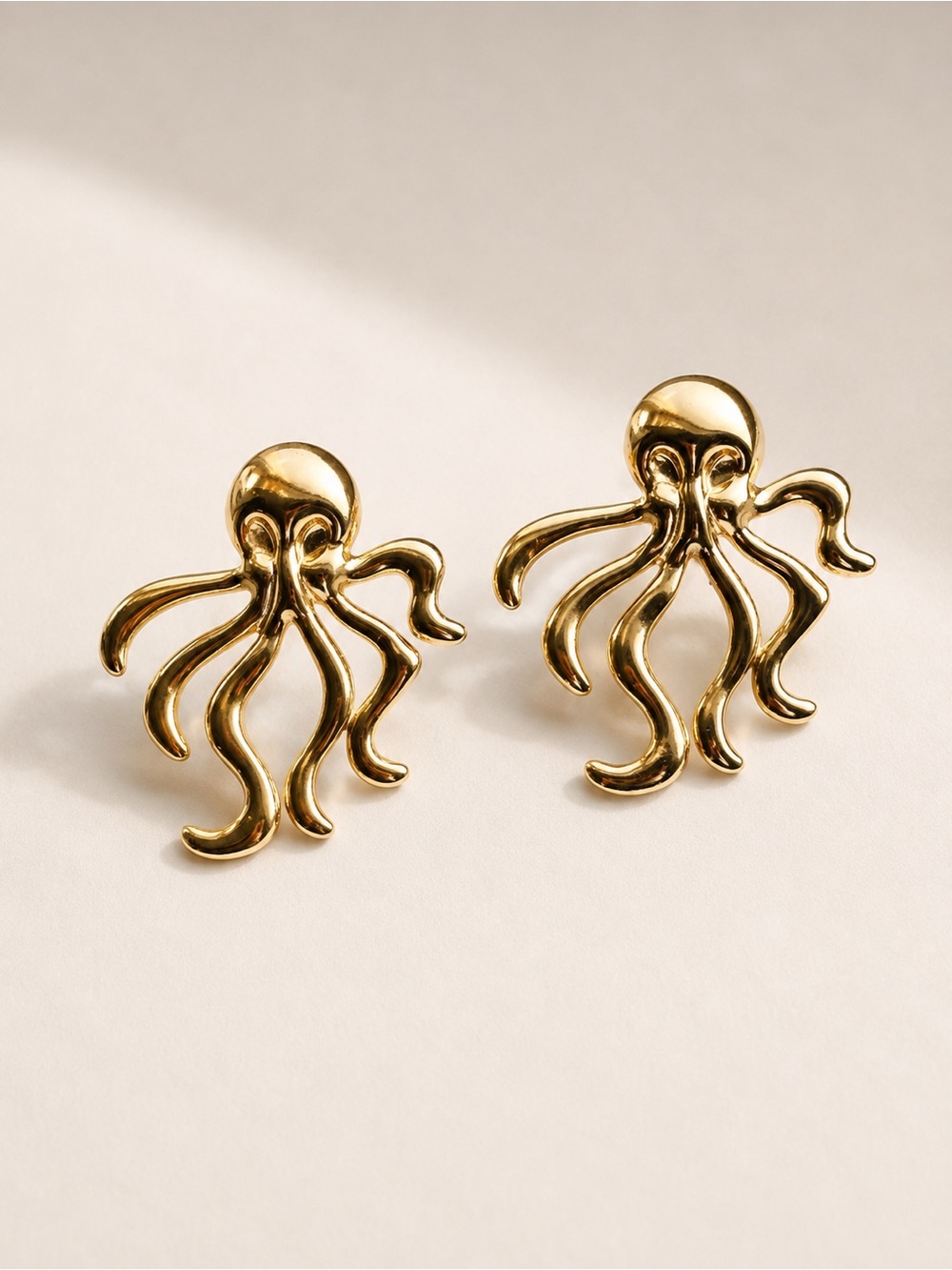 Gold Plated Octopus Stud Earrings - Women Accessories